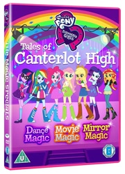 Size: 1077x1500 | Tagged: safe, imported from derpibooru, applejack, fluttershy, pinkie pie, rainbow dash, rarity, sci-twi, sunset shimmer, twilight sparkle, dance magic, equestria girls, mirror magic, movie magic, spoiler:eqg specials, dvd cover, equestria girls logo, geode of empathy, geode of fauna, geode of shielding, geode of sugar bombs, geode of super strength, geode of telekinesis, humane five, humane seven, humane six, magical geodes, official, tales of canterlot high, united kingdom