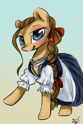 Size: 1000x1500 | Tagged: safe, artist:elisdoominika, imported from derpibooru, oc, oc only, pony, braid, clothes, costume, dress, female, folk costume, folklore, ponified, slovakia, solo, traditional dress