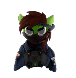 Size: 2500x2560 | Tagged: safe, artist:lunar froxy, imported from derpibooru, oc, oc only, oc:analogue, original species, youkai, bust, drone, echo, rainbow six siege, simple background, solo, transparent background