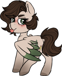 Size: 666x818 | Tagged: safe, artist:ivybrush, imported from derpibooru, oc, oc only, oc:pacific pine, pegasus, pony, blushing, female, heart eyes, looking at you, looking back, looking back at you, simple background, solo, tongue out, transparent background, wingding eyes