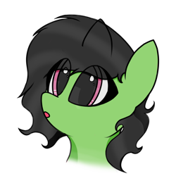 Size: 1900x1900 | Tagged: safe, artist:shepardinthesky, deleted from derpibooru, edit, imported from derpibooru, oc, oc:filly anon, unicorn, :o, bust, cute, eye clipping through hair, female, filly, japanese, nani, nudity, open mouth, romaji, simple background, transparent background