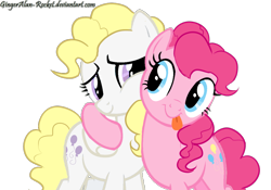 Size: 1024x716 | Tagged: safe, artist:floofyhoof, imported from derpibooru, pinkie pie, surprise, pony, base used, hug, simple background, tongue out, transparent background