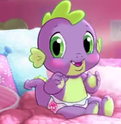 Size: 556x570 | Tagged: safe, imported from derpibooru, screencap, spike, dragon, baby, baby spike, cropped, cute, diaper, looking at you, male, smiling, solo, spikabetes