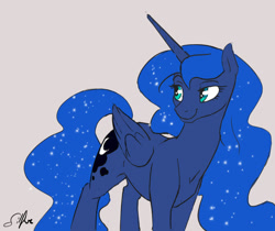 Size: 1017x853 | Tagged: safe, artist:silfoe, edit, imported from derpibooru, princess luna, alicorn, pony, cropped, female, lidded eyes, mare, simple background, solo, tan background