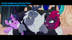 Size: 1920x1078 | Tagged: safe, edited screencap, imported from derpibooru, screencap, storm king, tempest shadow, twilight sparkle, alicorn, my little pony: the movie, comic, mermaid man and barnacle boy v, parody, screencap comic, spongebob squarepants, the dirty bubble, twilight sparkle (alicorn)