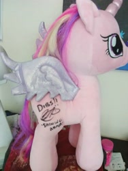 Size: 1944x2592 | Tagged: safe, imported from derpibooru, princess cadance, shining armor, autograph, build-a-bear, plushie