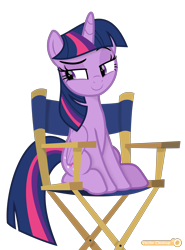 Size: 2917x3938 | Tagged: safe, artist:potato22, imported from derpibooru, twilight sparkle, alicorn, pony, horse play, chair, director's chair, female, mare, simple background, solo, transparent background, twilight sparkle (alicorn), vector