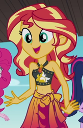 Size: 468x718 | Tagged: safe, imported from derpibooru, screencap, sunset shimmer, equestria girls, equestria girls series, x marks the spot, belly button, clothes, cropped, female, midriff, swimsuit