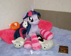 Size: 1880x1480 | Tagged: safe, artist:lanacraft, imported from derpibooru, twilight sparkle, cat, clothes, cute, irl, photo, plushie, socks, striped socks