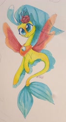 Size: 1786x3250 | Tagged: safe, artist:creeate97, imported from derpibooru, princess skystar, seapony (g4), my little pony: the movie, female, mermay, signature, simple background, solo, traditional art