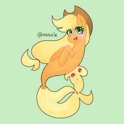 Size: 1024x1024 | Tagged: safe, artist:ofruittango, imported from derpibooru, applejack, seapony (g4), applejack's hat, cowboy hat, female, hat, mare, seaponified, seapony applejack, solo, species swap