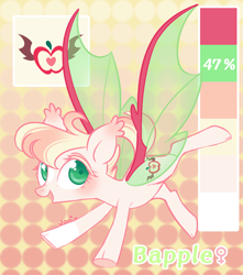 Size: 1684x1901 | Tagged: safe, artist:nemovonsilver, imported from derpibooru, oc, oc only, oc:bapple, bat pony, pony, happy, smiling, solo