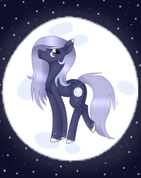 Size: 1250x1568 | Tagged: safe, artist:cindydreamlight, artist:cindystarlight, imported from derpibooru, oc, oc only, oc:lunar flower, earth pony, pony, female, mare, moon, night, solo