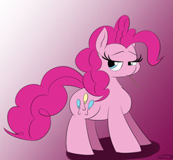 Size: 1519x1406 | Tagged: safe, artist:taurson, imported from derpibooru, pinkie pie, earth pony, pony, female, gradient background, mare, pink background, simple background, solo