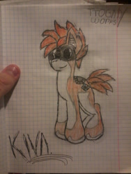 Size: 1200x1600 | Tagged: safe, artist:terminalhash, imported from derpibooru, oc, oc only, oc:kiva, pony, robot, robot pony, graph paper, lined paper, photo, sketch, solo, traditional art