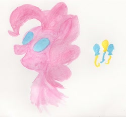 Size: 2473x2304 | Tagged: safe, artist:dustph0enix, imported from derpibooru, pinkie pie, pony, cutie mark, female, minimalist, modern art, simple background, solo, traditional art, watercolor painting, white background