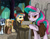 Size: 1024x805 | Tagged: safe, artist:lostinthetrees, imported from derpibooru, oc, oc:copper chip, oc:golden gates, oc:silver span, earth pony, pegasus, pony, unicorn, babscon, cloak, clothes, colt, female, filly, kelly sheridan, lord of the rings, magnifying glass, male, mare, ponified, sword, weapon