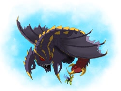 Size: 800x600 | Tagged: safe, artist:fallenangel5414, imported from derpibooru, thorax, changedling, changeling, kaiju, crossover, godzilla (series), king thorax, megaguirus