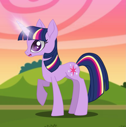 Size: 757x763 | Tagged: safe, artist:galacticflashd, imported from derpibooru, twilight sparkle, pony, unicorn, cute, female, glowing horn, rainbow power, rainbow power-ified, solo, twiabetes, unicorn twilight, wip