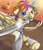 Size: 2415x2806 | Tagged: safe, artist:lostinthetrees, imported from derpibooru, oc, oc only, oc:golden gates, pegasus, pony, babscon, female, high res, mare, mouth hold, solo, sword, weapon