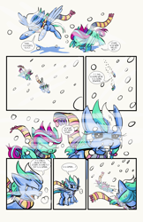 Size: 6600x10200 | Tagged: safe, artist:lytlethelemur, imported from derpibooru, oc, oc:gimbal lock, oc:rally point, pegasus, pony, comic:fly with me, littlepartycomics, absurd resolution, adventure, clothes, comic, cute, scarf, snow, wildabeard