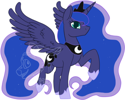 Size: 1000x800 | Tagged: safe, artist:darkodraco, imported from derpibooru, princess luna, alicorn, pony, bronycon 2017, female, looking at you, mare, simple background, solo, spread wings, walking, white background, wings