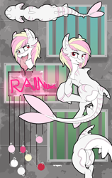 Size: 1214x1920 | Tagged: safe, artist:beardie, imported from derpibooru, oc, oc only, oc:rainy skies, original species, shark pony, long tongue, reference sheet, solo, tongue out