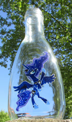 Size: 691x1157 | Tagged: safe, artist:malte279, imported from derpibooru, princess luna, bottle, craft, glass engraving, glass painting