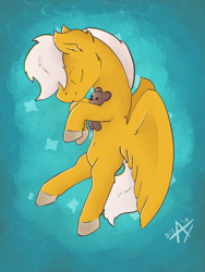 Size: 1536x2048 | Tagged: safe, artist:vepra, deleted from derpibooru, imported from derpibooru, pegasus, pony, eyes closed, plushie, teddy bear