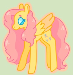 Size: 957x989 | Tagged: safe, artist:swineburst, imported from derpibooru, fluttershy, pegasus, pony, beanbrows, eyebrows, female, folded wings, looking down, mare, outline, solo, standing, three quarter view, wings