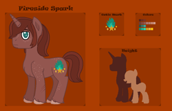 Size: 854x549 | Tagged: safe, artist:cosmic-oreo, imported from derpibooru, oc, oc only, pony, unicorn, freckles, male, offspring, parent:big macintosh, parent:tempest shadow, parents:tempestmac, reference sheet, solo, stallion, unshorn fetlocks