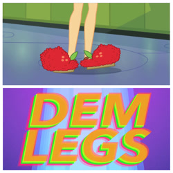 Size: 1936x1936 | Tagged: artist needed, safe, edit, imported from derpibooru, applejack, eqg summertime shorts, equestria girls, monday blues, clothes, leg focus, legs, pictures of legs, slippers, teen titans go