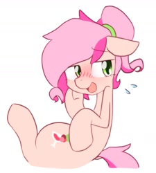 Size: 1402x1560 | Tagged: safe, artist:akainu_pony, imported from derpibooru, oc, oc only, oc:cheers, earth pony, pony, blushing, female, looking away, mare, simple background, solo