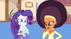 Size: 2800x1556 | Tagged: safe, artist:abtoons, artist:jeatz-axl, artist:ktd1993, edit, imported from derpibooru, rarity, saffron masala, equestria girls, afro, equestria girls-ified, female, kitchen, lesbian, raffron, shipping