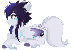 Size: 900x614 | Tagged: safe, artist:cinnamontee, imported from derpibooru, oc, oc only, oc:cyan crystal, pegasus, pony, female, mare, prone, simple background, solo, transparent background, two toned wings