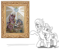 Size: 1024x848 | Tagged: safe, artist:lytlethelemur, imported from derpibooru, princess cadance, princess flurry heart, oc, oc:chill factor, oc:gimbal lock, alicorn, pegasus, pony, bust, portrait, roleplaying is magic