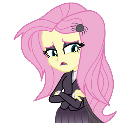 Size: 7680x7680 | Tagged: safe, artist:efk-san, imported from derpibooru, fluttershy, equestria girls, fake it 'til you make it, absurd resolution, clothes, equestria girls interpretation, female, fluttergoth, scene interpretation, show accurate, simple background, solo, transparent background