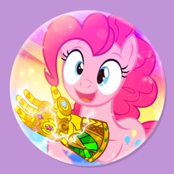 Size: 800x801 | Tagged: safe, artist:pixelkitties, imported from derpibooru, pinkie pie, earth pony, pony, avengers, avengers: infinity war, button, button sheet, element of generosity, element of honesty, element of kindness, element of laughter, element of loyalty, element of magic, elements of harmony, harmony gauntlet, high octane nightmare fuel, hilarious in hindsight, infinity gauntlet, infinity gems, infinity stones, marvel, nightmare fuel, thanos, this will end in tears and/or death, xk-class end-of-the-world scenario