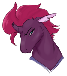 Size: 910x1018 | Tagged: safe, artist:the-nood1e, imported from derpibooru, tempest shadow, classical unicorn, pony, unicorn, my little pony: the movie, broken horn, bust, curved horn, female, mare, portrait, simple background, solo, transparent background