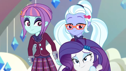 Size: 1366x768 | Tagged: safe, imported from derpibooru, screencap, rarity, sugarcoat, sunny flare, dance magic, equestria girls, spoiler:eqg specials