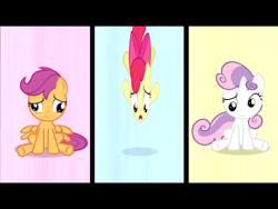 Size: 2048x1536 | Tagged: safe, imported from derpibooru, screencap, apple bloom, scootaloo, sweetie belle, one bad apple, season 3, babs seed song, cute, derp, faic, great moments in animation, wat