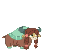 Size: 280x210 | Tagged: safe, artist:iamnotabrony, imported from derpibooru, yona, yak, cute, desktop ponies, female, gif, non-animated gif, pixel art, simple background, solo, sprite, transparent background, yonadorable