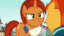 Size: 1280x720 | Tagged: safe, imported from derpibooru, screencap, stellar flare, sunburst, pony, unicorn, the parent map, duo, female, male, mare, mother and son, pouting, stallion