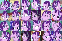 Size: 1600x1067 | Tagged: safe, edit, edited screencap, imported from derpibooru, screencap, starlight glimmer, pony, unicorn, the parent map, angry, compilation, cute, emotions, faic, female, floppy ears, glimmerbetes, multeity, smiling, solo, solo focus, starlight cluster, unamused