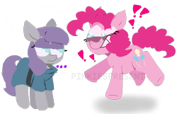 Size: 1676x1078 | Tagged: safe, artist:pinkiespresent, imported from derpibooru, maud pie, pinkie pie, earth pony, pony, female, mare, simple background, transparent background