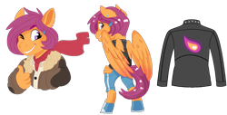 Size: 1200x608 | Tagged: safe, artist:dbkit, imported from derpibooru, scootaloo, anthro, pegasus, unguligrade anthro, clothes, hoof shoes, jacket, older, older scootaloo, one eye closed, shoes, simple background, solo, thumbs up, transparent background, wink