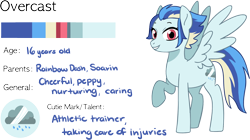 Size: 1518x853 | Tagged: safe, artist:kianamai, imported from derpibooru, oc, oc only, oc:overcast, pegasus, pony, kilalaverse ii, female, mare, next generation, offspring, parent:rainbow dash, parent:soarin', parents:soarindash, raised hoof, simple background, solo, transparent background