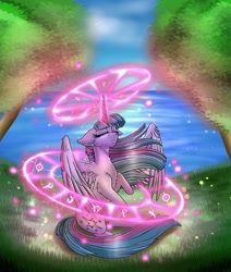 Size: 1024x1208 | Tagged: safe, artist:tillie-tmb, imported from derpibooru, twilight sparkle, alicorn, pony, female, magic, solo, twilight sparkle (alicorn)