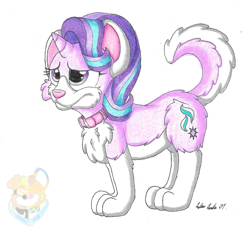 Size: 915x855 | Tagged: safe, artist:silversimba01, imported from derpibooru, starlight glimmer, collie, dog, husky, pony, unicorn, cutie mark, dogified, fanart, female, horn, pawlight glimmer, species swap