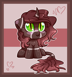 Size: 1024x1110 | Tagged: safe, artist:whitehershey, imported from derpibooru, oc, oc only, pony, unicorn, chibi, female, leonine tail, sitting, slit eyes, slit pupils, smiling, solo